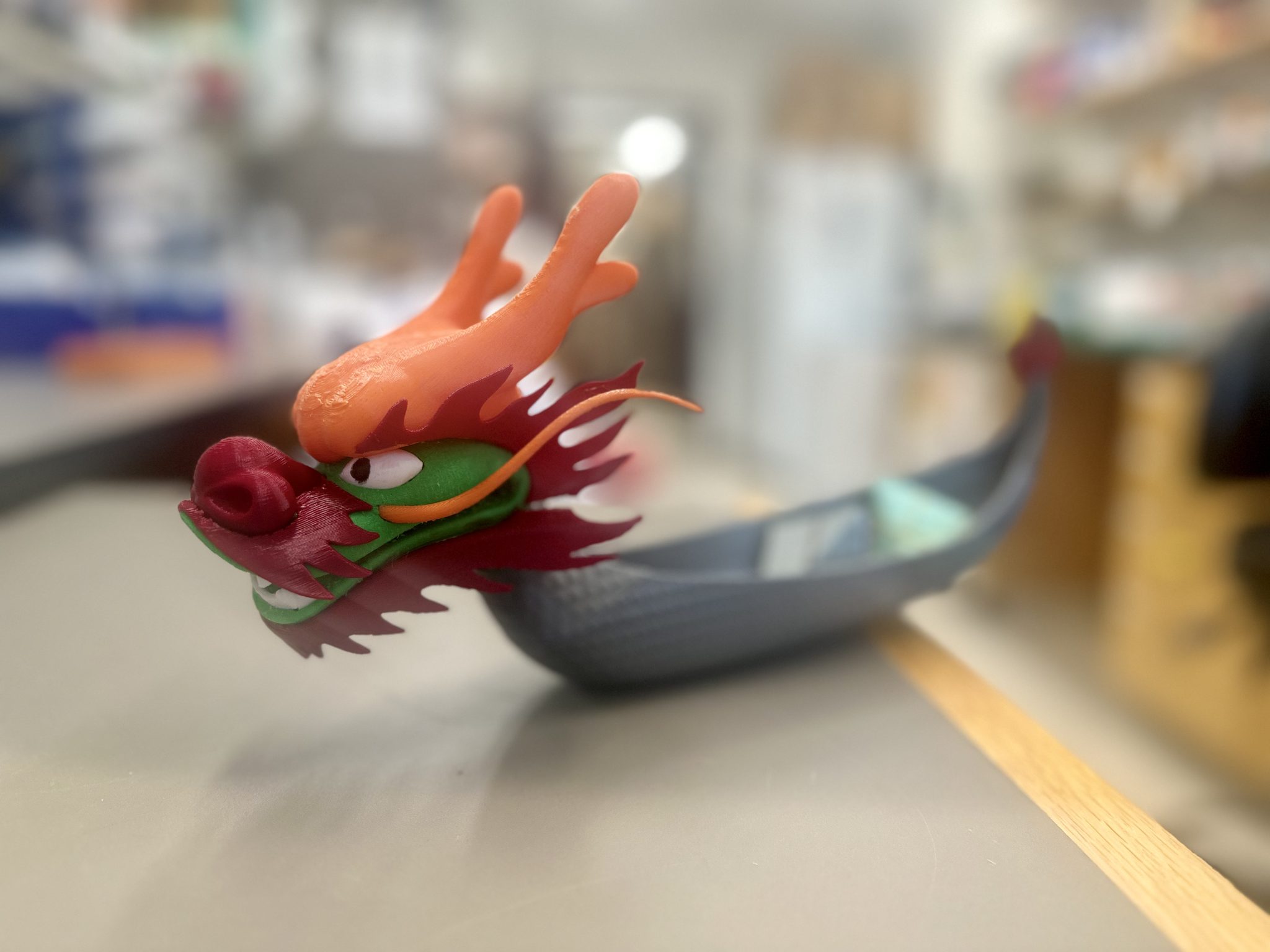 A 3D-printed dragon boat (Cambridge, MA)